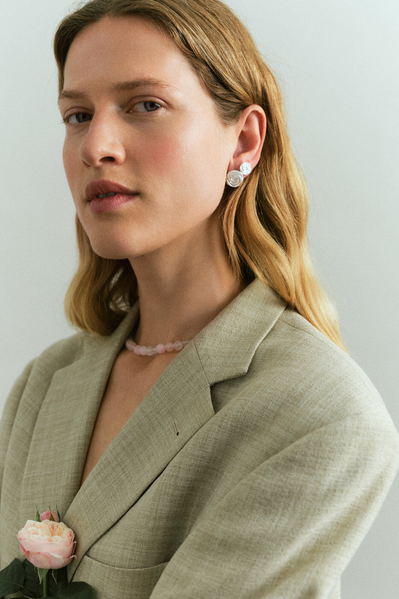 Rose ørestikker - sølv